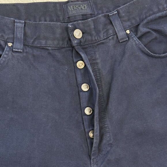 Vintage Versace Jeans Couture Straight Leg Navy Blue Jeans Pants - Size 38x32 - Picture 8 of 12